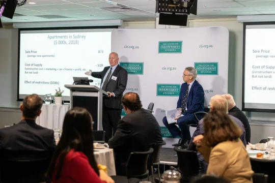 Peter Tulip and Tom Switzer at the CIS event 'Zoning, Affordability and Neighbourhood Character'