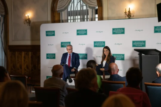 Sharri Markson and Tom Switzer at the CIS event 'What Really Happened in Wuhan'