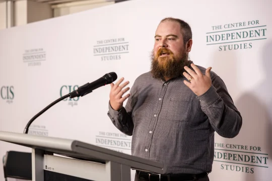 Zachary Gorman speaking at CIS event ''The Menzies Watershed''