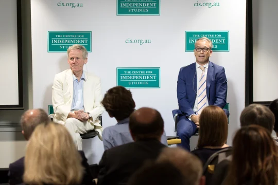 Dr Eamonn Butler & Tom Switzer on stage