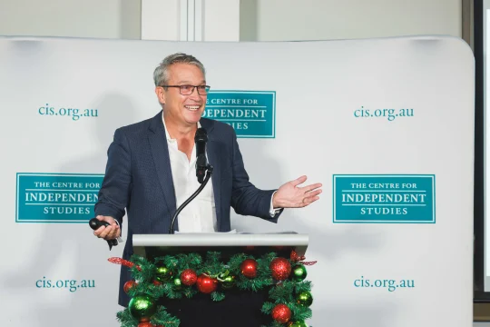 Tom Switzer speaking at the ''2024 CIS Members Christmas Soireé''