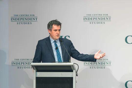 Chris Bishop Minister for Transport of New Zealand speaking on stage