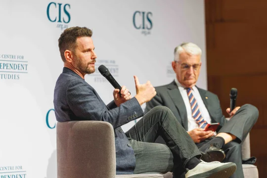 Dave Rubin & John Anderson on stage