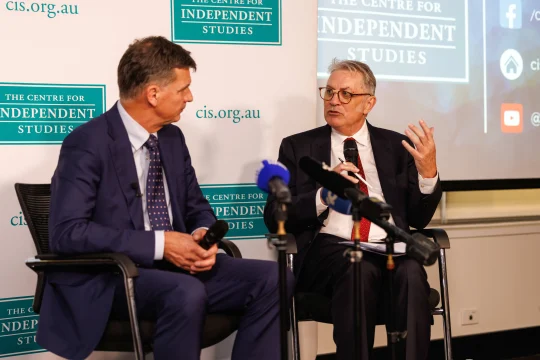 Angus Taylor & John Howard speaking on stage